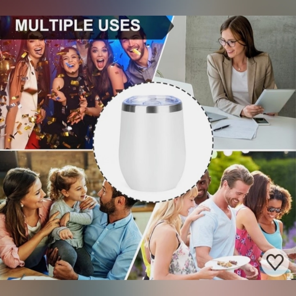 Insulated Stainless Steel Coffe Mug or Wine Tumbler - White